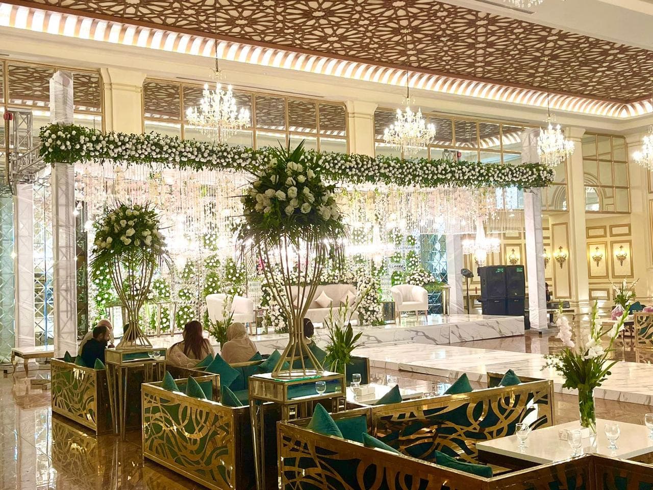 Elegant stage backdrop floral decoration by H&K Events